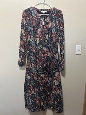 LOFT Shimmer Paisley Tie Neck Midi Dress size Medium NWT