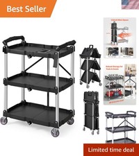 Ergonomic Rolling Cart, 165LBS Capacity - Foldable Utility Cart with 360 Wheels