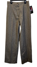 Vintage Wool-Blend Trissi Gray Herringbone Women's Pants Trousers Size 6