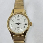 VINTAGE TIMEX QUARTZ GOLD TONE METAL WATER RESISTANT WOMEN'S WRIST WATCH