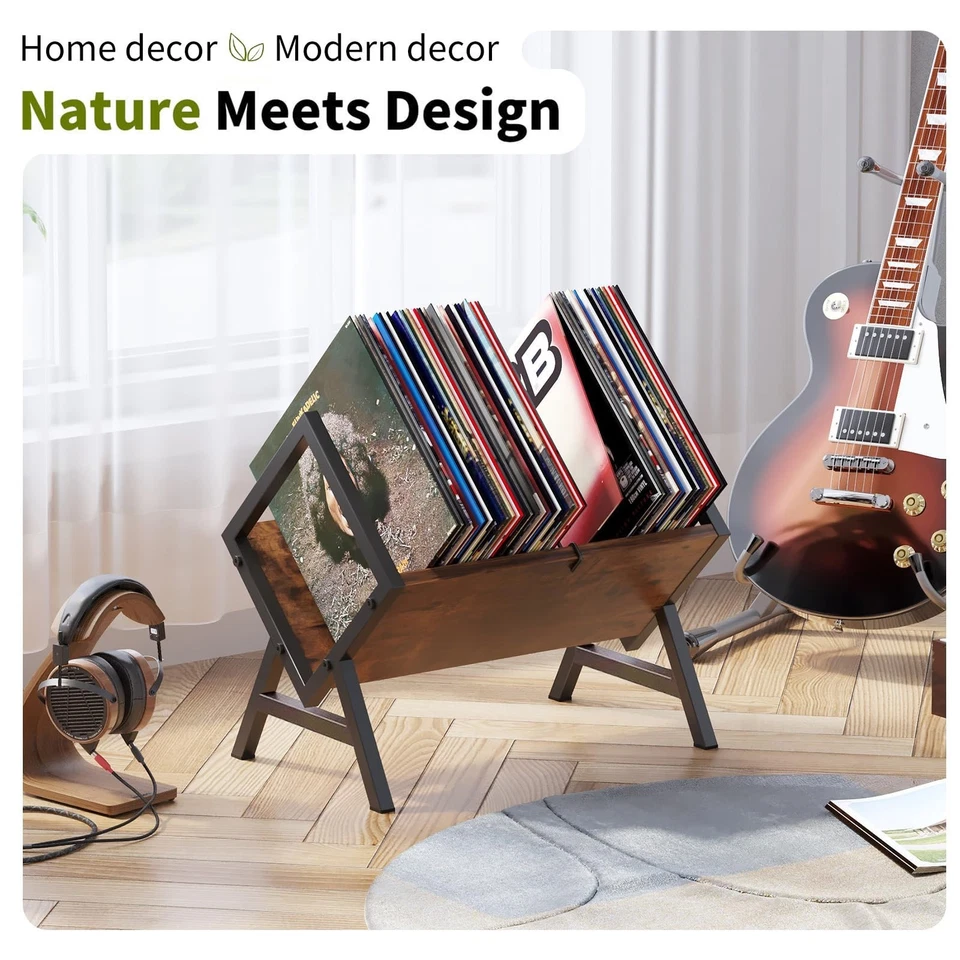 Vinyl Schallplatten Regal 80–100 LP Aufbewahrung, Retro Rack Vinyl Record Halter - Bild 2 von 4