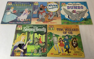 Lot of 5 Walt Disney Vintage 24 Page Read-Along Books - Books ONLY NO TAPES