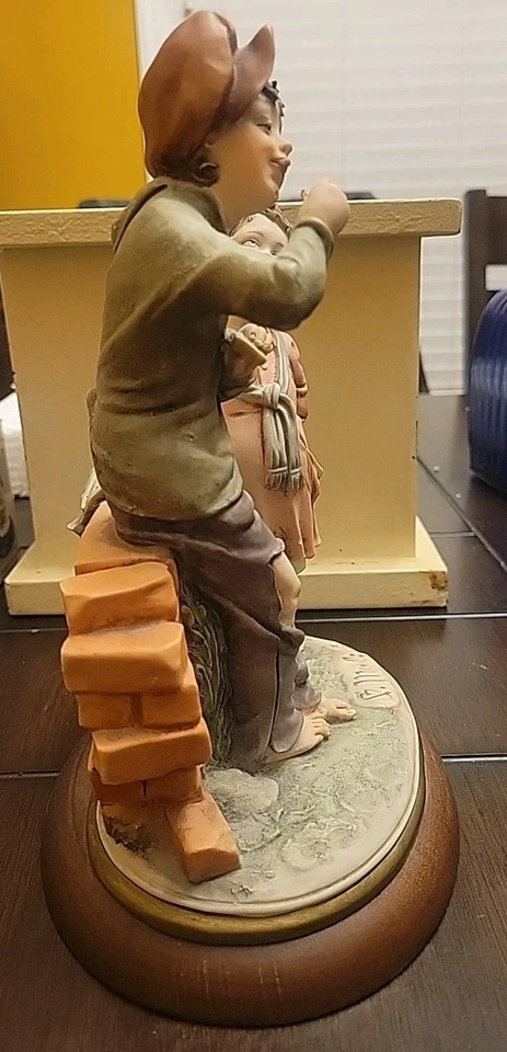 Figura de colección rara Capodimonte Bruno Merli Country Girl & Boy Italia 1981 9,5" Foto 4 de 4