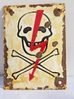 RARE vintage SKULL CROSSBONES danger PORCELAIN SIGN military mark EUROPE WW II