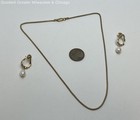 925 Vermeil Chain Necklace & Pearl Post Earrings 6.2g — photo 2