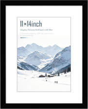 11X14 Picture Frame, Display Pictures 8 X 10 with Mat, Black