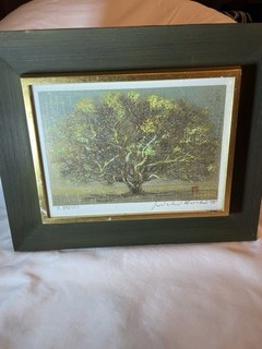 Joichi Hoshi "Big Tree (small)" Original Woodblock Print. Pencil Signed Framed