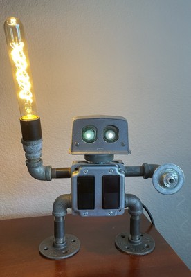 ''Walker'' The Industrial Steampunk Warrior Pipe Robot Lamp With Lightsaber