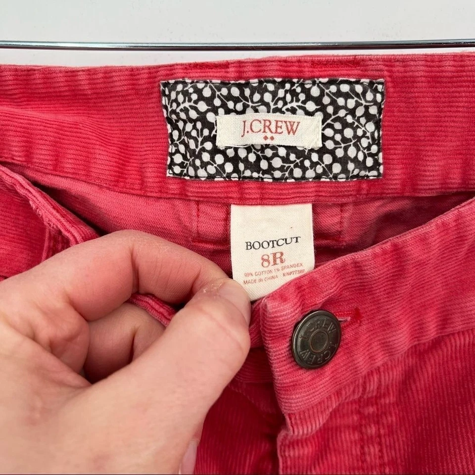 Y2K J. Crew Salmon Pink Bootcut Cords Corduroy Size 8 short - Image 3 of 4