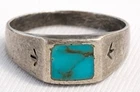 Vintage Native American Zuni Turquoise Navajo 925 Silver Ring Sz8.25 Old Pawn