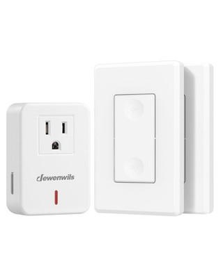 DEWENWILS Wireless Remote Wall Switch Outlet Kit, 2 Remotes 1 Receiver, 15A 100'