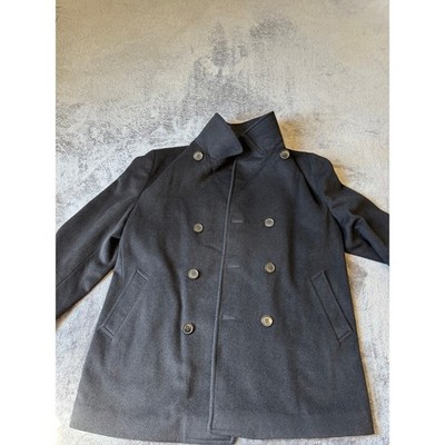 Lauren Ralph Lauren Mens Wool Blend Double Breasted Pea Coat Black Large