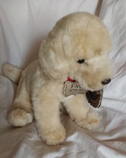 FAO Schwarz Dog plush Golden Retriever/Yellow Lab Puppy Stuffed 10 red collar