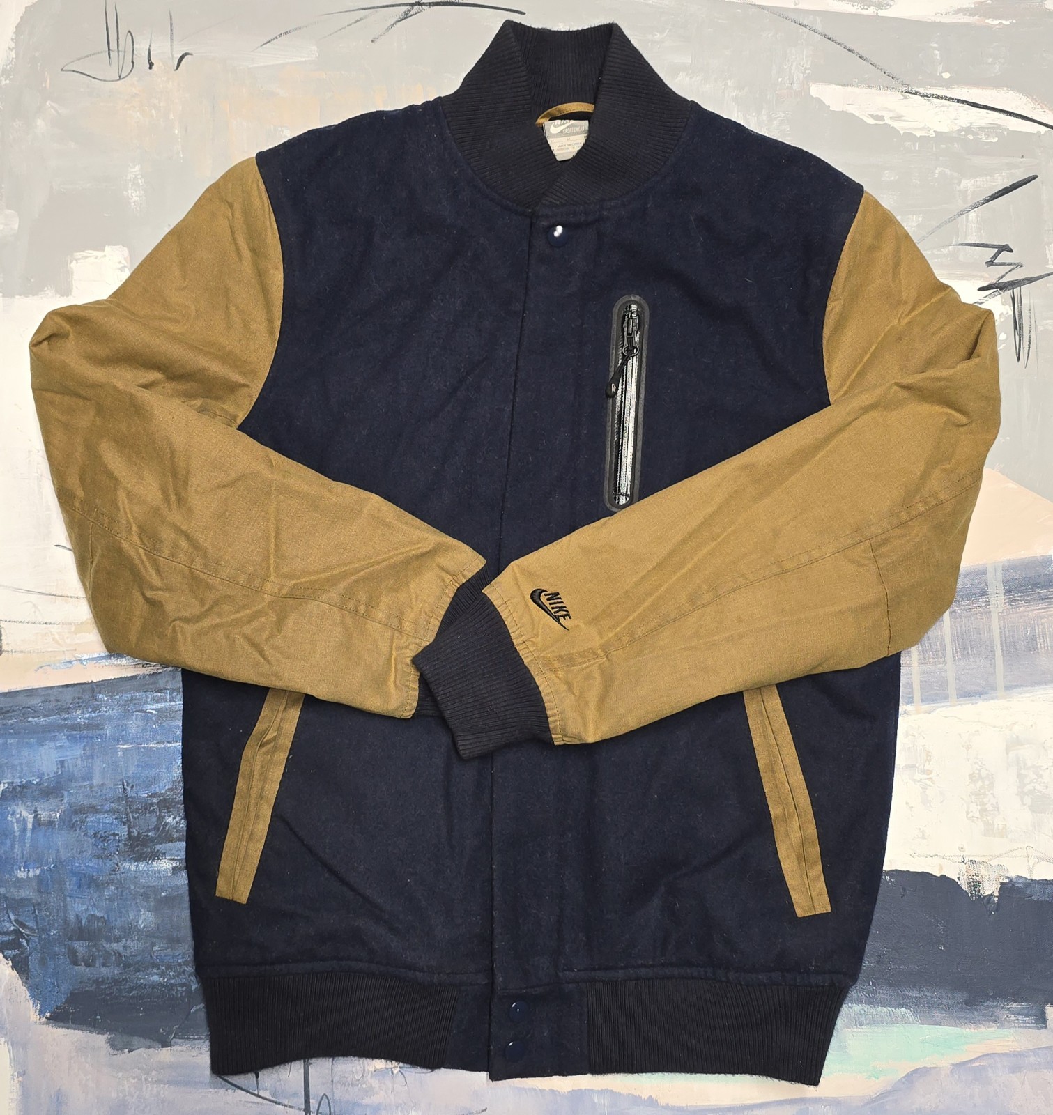 Nike British Millerain Destroyer Jacket Mens Medium M Brown/Blue  Wool
