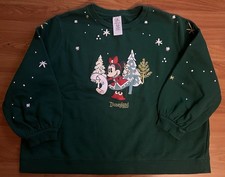 Disney Parks Green Minnie Mouse Holiday Christmas Sweatshirt Puff Sleeve Size 2X