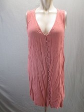 Madewell Size L Womens Pink Sleeveless V-Neck Lightweight Button Up Dress 946