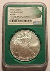 2009 EARLY PRODUCTION SILVER EAGLE $1 NGC MS70 POP 198 MINT SEALED BOX SPOTS