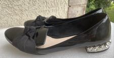 Miu Miu Shoes Size 38 Black Patent Leather Rhinestone Jeweled Loafer