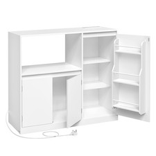 Kitchen Cupboard Worktop Microwave Coffee Stand 3 Door Power Strip - Cloud White