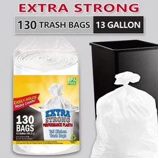 130 Count Heavy-Duty 13 Gallon Expandable Plastic Garbage Bags