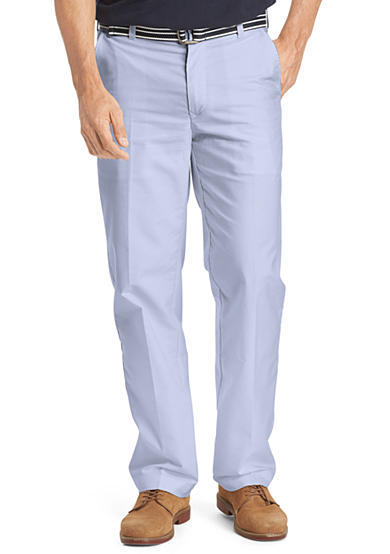 Izod Mazarine Blue Mens Newport Belted Flat Front Oxford Straight Fit Pants NWT