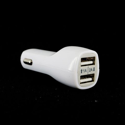 White Color Dual Ports 2.0 USB 3.1A USB Car Auto Cigarette Charger Adapter