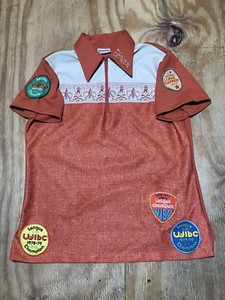 VTG 70s King Louie Womens Bowling Polo Shirt Jersey with Patches Size 36 @M6
