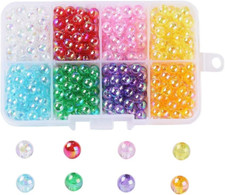 416Pcs/Box 6Mm Transparent Acrylic round Beads Mixed Crystal AB Color Loose Spac