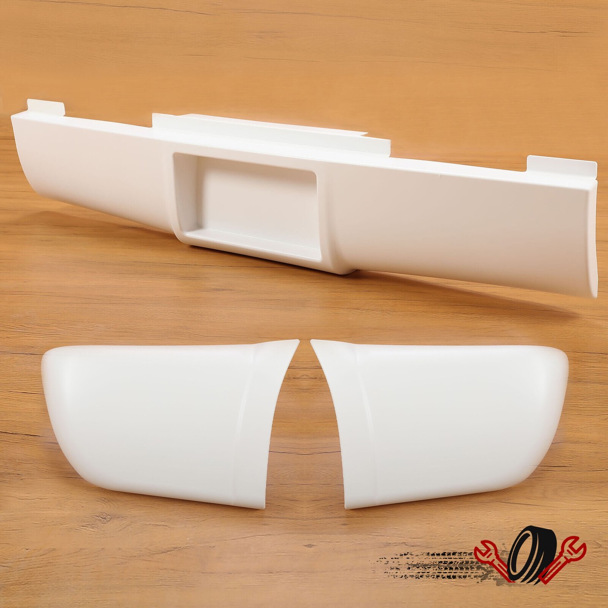 New White Rear Bumper Corner + Roll Pan Set Paintable For Chevy