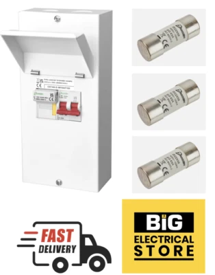 DANSON Metal Clad 100A Fused Isolator Main Switch Fuse Unit Single Phase With 3 Fuses