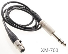 CablesOnline 3ft Mini XLR Female to 1/4" Stereo Male Plug Pro Lapel Mic Cable