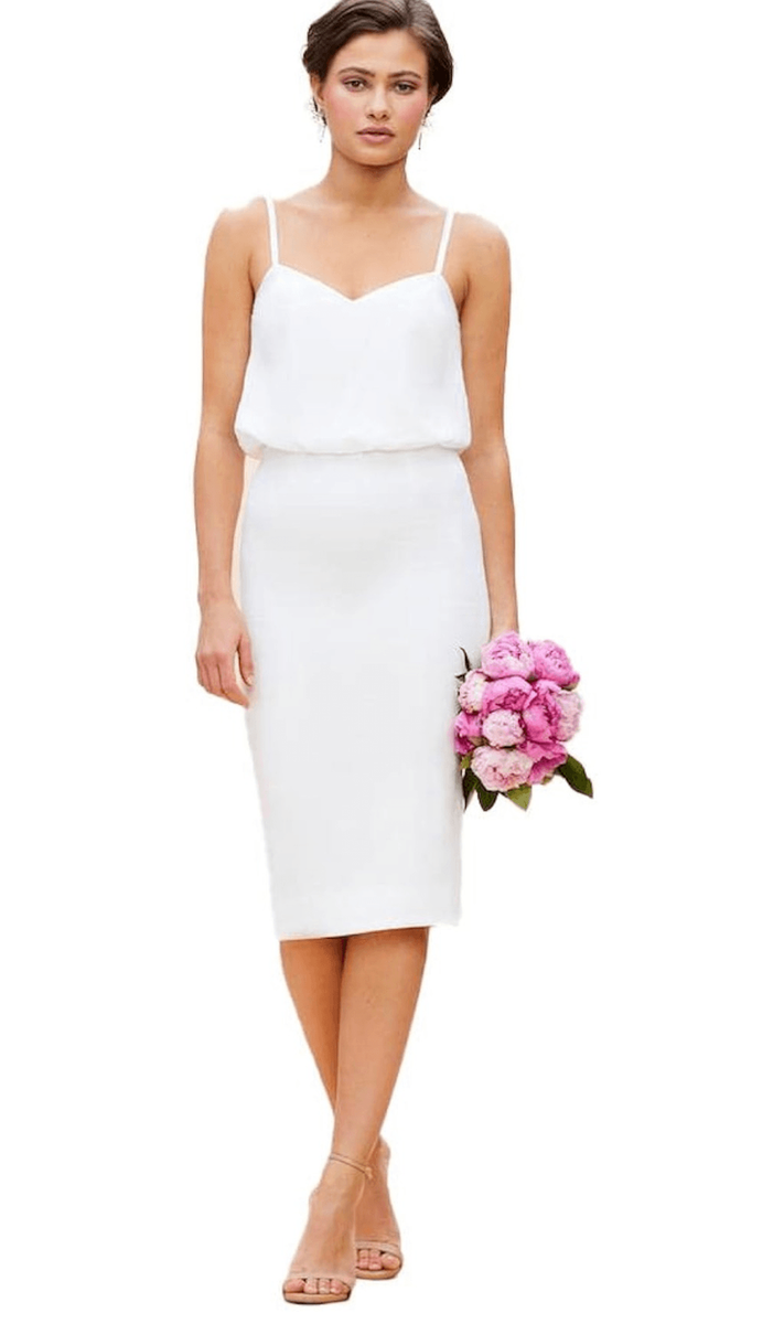 Dress the Population Women's White Alondra Blouson Sheath Dress Size XS NWT  | eBay