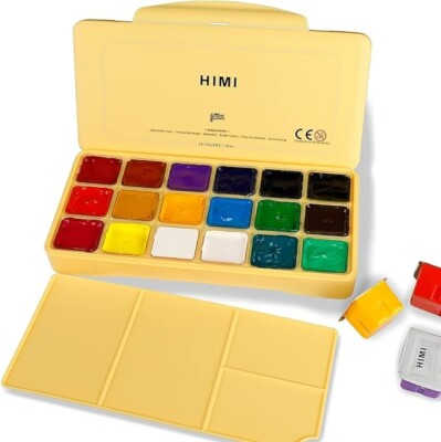 HIMI Gouache Paint Set, Jelly Cup 18 Vibrant Colors(30ml/Pcs(YELLOW) - BRAND New