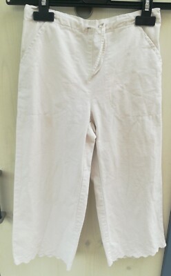 H&M 8-9a 134 Fille Bermuda En Lin Blanc Brodé Fleurs Vêtement