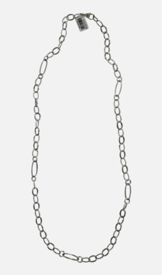 $900 New LAGOS Signature Caviar Sterling Silver Oval Link 34 inches Necklace