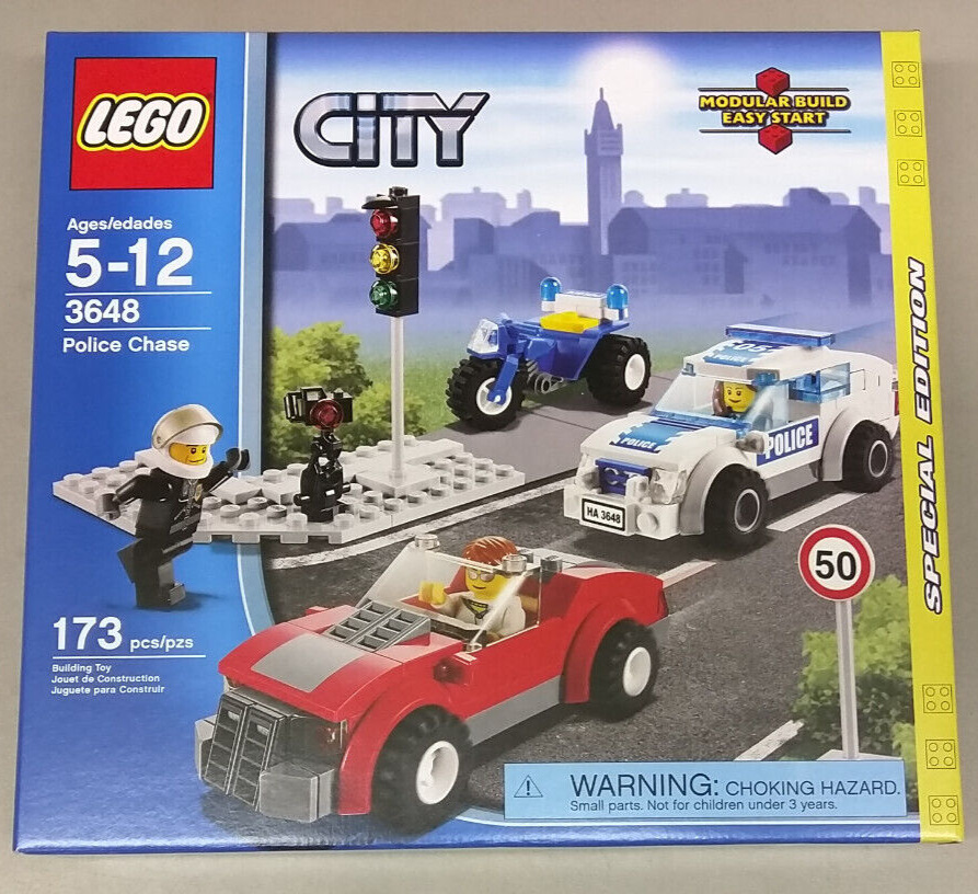 rabat resident Løs LEGO City 3648 Police Chase NEW! Squad Car Red Convertible ATV Stoplight  Town | eBay