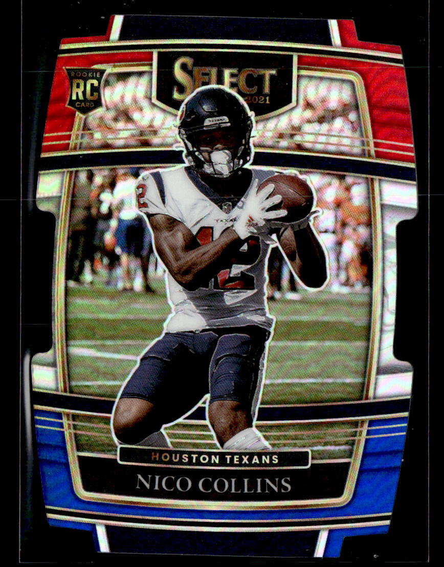 2021 Panini Select #69 Nico Collins Red and Blue Prizm Die Cut