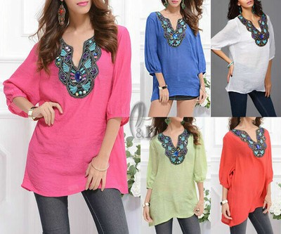 AU SELLER BOHO Stickerei Tunika Kaftan Hemdbluse Kimono/Strand Cover Up T155