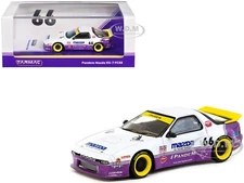 MAZDA RX-7 FC3S PANDEM RHD #66 WHITE & PURPLE 1/64 BY TARMAC WORKS T64-066-WP