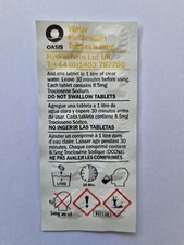 100  OASIS WATER PURIFICATION TABLETS 8.5mg BRITISH PURIFYING TRAVEL EXP 2030
