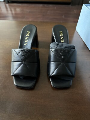 Prada quilted Leather Block Heel Sandals