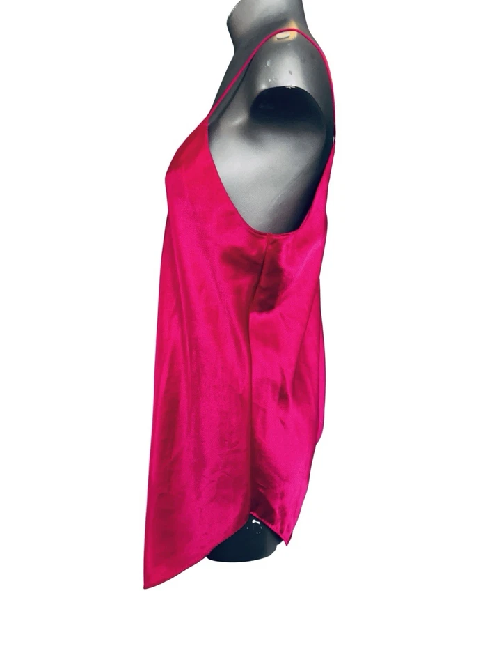 Camisón Vestido sin Mangas Vintage Años 90 Cinema Etoile Satinado - Extra Grande - Rosa Caliente Foto 4 de 4