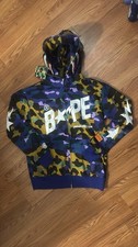 A Bathing Ape Camouflage Shark Graphic Full Zip Hooded Hoodie for Men