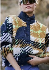 Free People FP Movement Women's S Printed Sherpa Fleece Jacket Hit the Slopes
