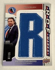 Peter Forsberg 2024-25 UD SP Game Used HOF Marks Letter R Patch 07/35 Avalanche