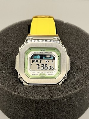 Custom Casio G-Shock GLX-5600 G-Lide Mod Stainless Steel & Gold  Yellow Rubber