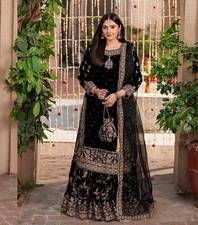 Heavy 9000 Velvet Top Sharara Set Chine Sequence Work Soft Net Dupatta