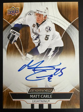 MATT CARLE 2025 UPPER DECK ENGRAINED ICONS HOCKEY ON CARD BLUE INK AUTO SP