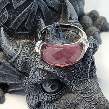 Vintage Violet Amethyst Dome Ring, Sterling Silver 925 Ring Size 7.6 Fancy Cut