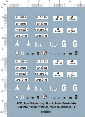 1/35 Sd-Kfz-7/1 2cm flakvierling 38 auf selbstfahrlaf Model Water Slide Decal